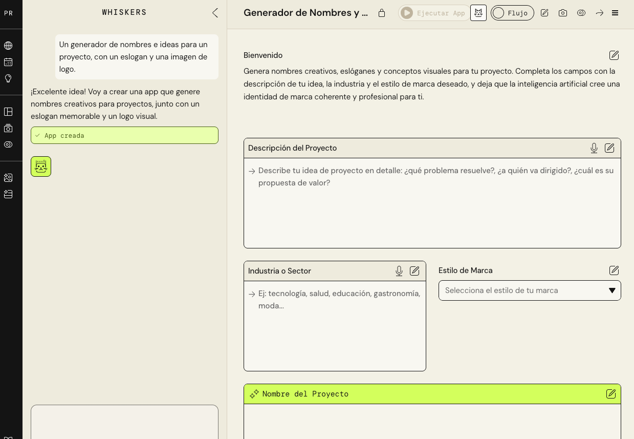 App generada con widgets en PartyRock