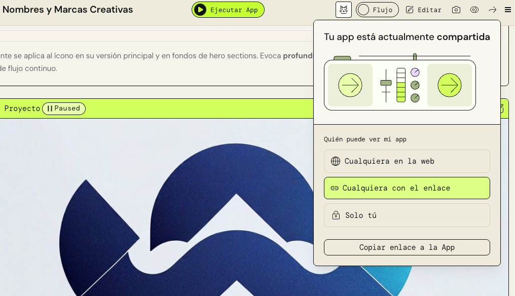 Compartí tu app de PartyRock con un enlace