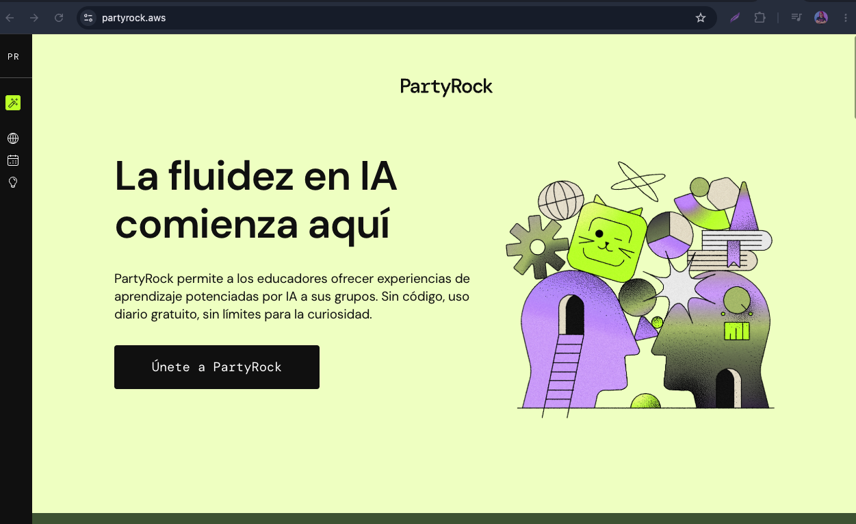 Pantalla de inicio de PartyRock